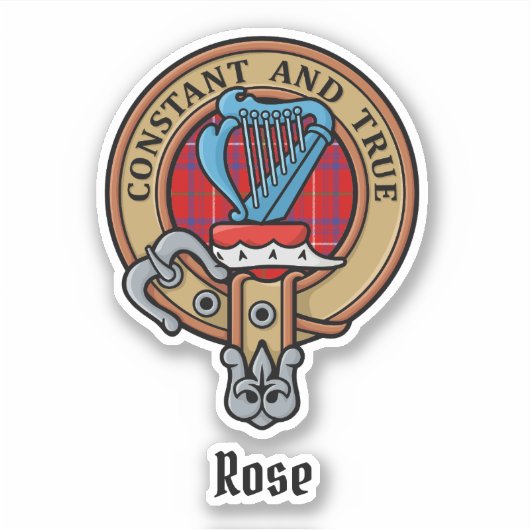 Sticker Cimier Rose de clan sur Tartan (Devant)