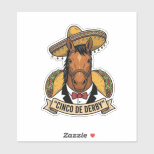 Sticker Cinco de Derby Cheval Taco Sombrero Design Vintage