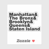 Sticker Cinq Boroughs ~ New York (Feuille)