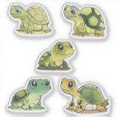 Sticker Cinq Tortues mignonnes (Devant)