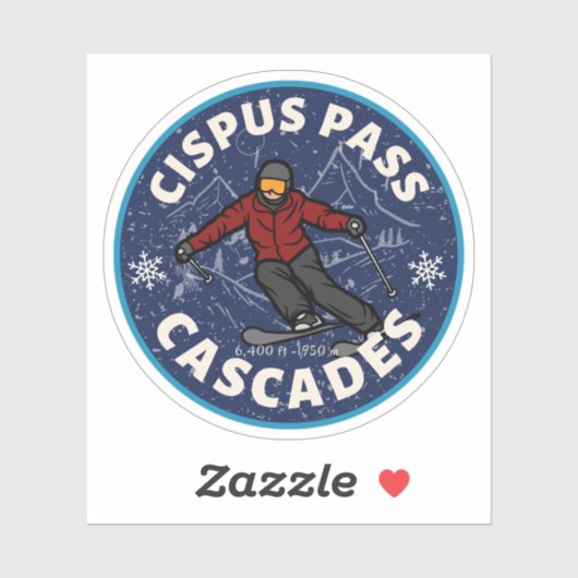 Sticker cipus pass ski washington (Feuille)