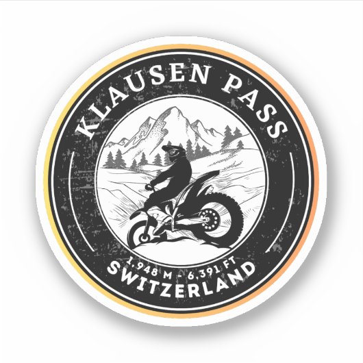 Sticker Circuit moto dans les Alpes suisses du col de Klau (Devant)