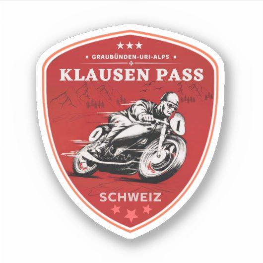 Sticker Circuit moto dans les Alpes suisses du col de Klau (Devant)