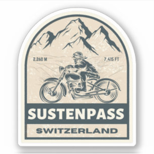 Sticker Circuit moto dans les Alpes suisses par le col de