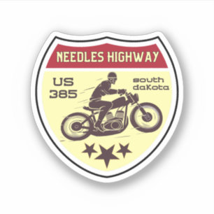 Sticker circuit Needles Highway en moto dans le Dakota du 