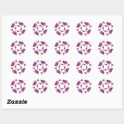 Sticker circulaire de poisson rose (Feuille)