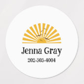 Sticker circulaire étanche surf Nom Étiquettes (Design 2)