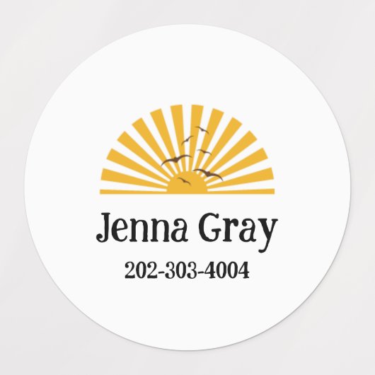 Sticker circulaire étanche surf Nom Étiquettes (Design 2)