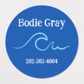 Sticker circulaire étanche surf Nom Étiquettes (Design 1)