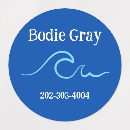 Sticker circulaire étanche surf Nom Étiquettes (Design 1)