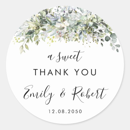 Sticker circulaire Mariage floral Eucalyptus (Devant)