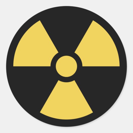 Sticker circulaire radioactif jaune sur noir (Devant)