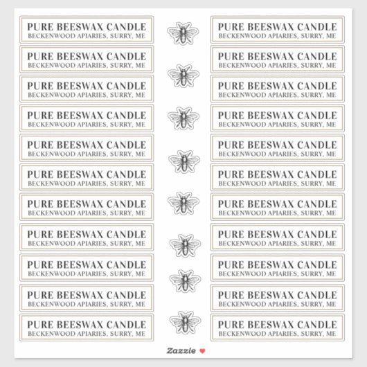 Sticker Cire d'abeille Bougie mat blanc ou brillant transp (Feuille)