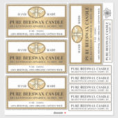 Sticker Cire d'abeille Bougie Matte abeille blanche ou tra (Feuille)