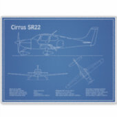 Sticker Cirrus SR22 - Plans de dessin du plan d'avion AD (Devant)