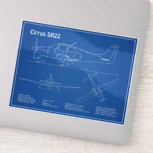 Sticker Cirrus SR22 - Plans de dessin du plan d'avion AD