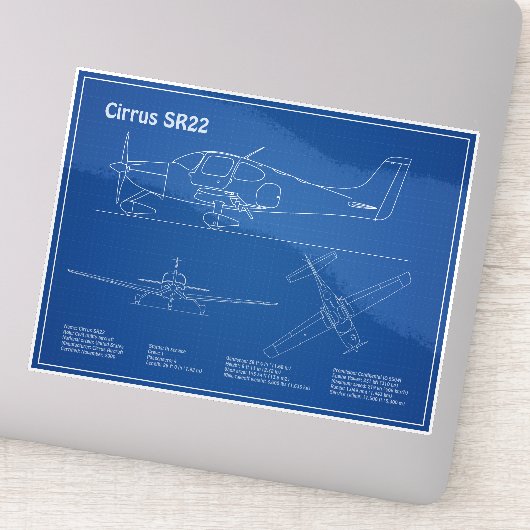 Sticker Cirrus SR22 - Plans de dessin du plan d'avion AD (Détail)