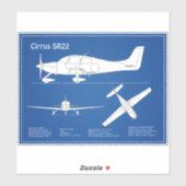 Sticker Cirrus SR22 - Plans de dessin du plan directeur de (Feuille)