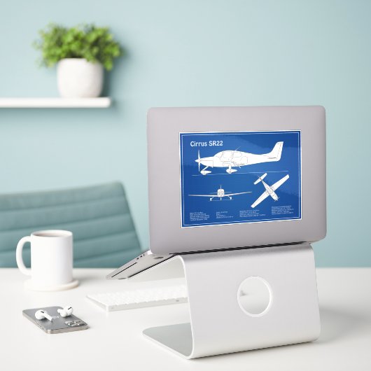 Sticker Cirrus SR22 - Plans de dessin du plan directeur de (Ordinateur portable sur le bureau)