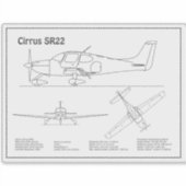 Sticker Cirrus SR22 - Plans de dessin du plan directeur de (Devant)