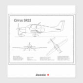 Sticker Cirrus SR22 - Plans de dessin du plan directeur de (Feuille)