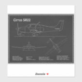 Sticker Cirrus SR22 - Plans de dessin du plan directeur de (Feuille)