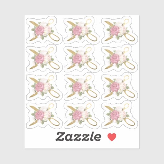 Sticker Ciseaux à coudre d'or & Shabby Chic Rose Planner (Feuille)