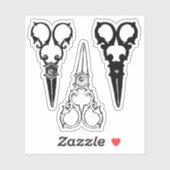 Sticker Ciseaux anciens fantaisie ornés trois paires (Feuille)