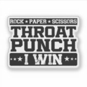 Sticker Ciseaux de papier rock Throat Punch I Win, Drôle (Devant)