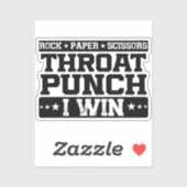 Sticker Ciseaux de papier rock Throat Punch I Win, Drôle (Feuille)