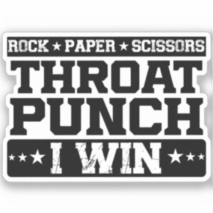 Sticker Ciseaux de papier rock Throat Punch I Win, Drôle