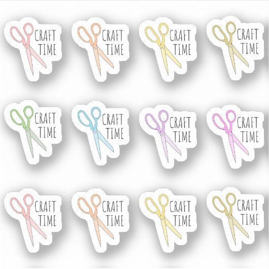 Sticker Ciseaux de temps de bricolage Rappel de métier Pla (Devant)