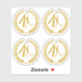 Sticker Ciseaux d'or carter cercle logo contour (Feuille)