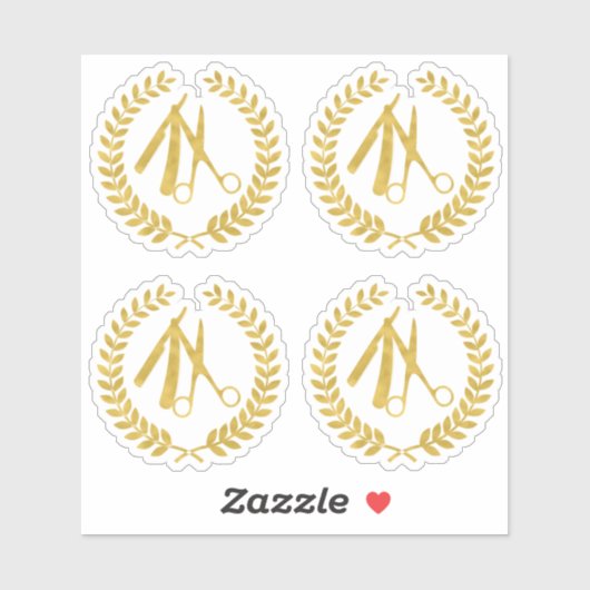 Sticker Ciseaux d'or carter cercle logo contour (Feuille)