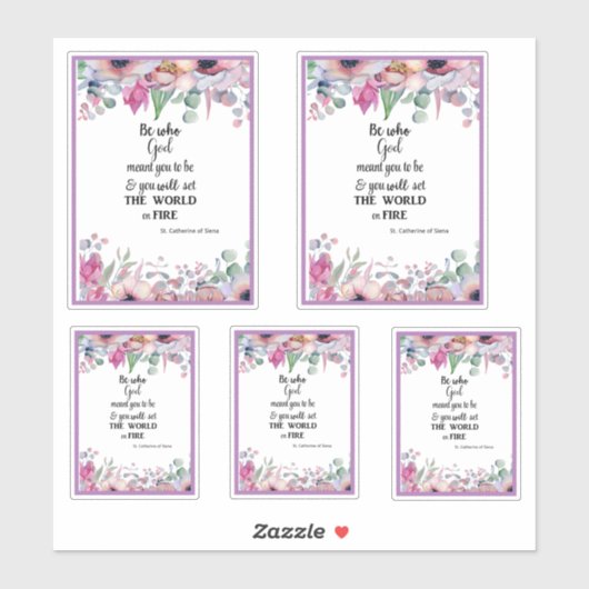 Sticker Citation célèbre de Sainte-Catherine de Sienne (Feuille)