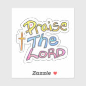 Sticker Citation chrétienne Louange au Seigneur avec Croix (Feuille)