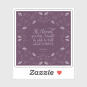 Sticker Citation d'amour florale pourpre Emma Jane Austen (Feuille)
