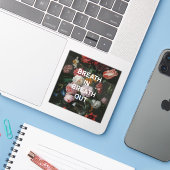 Sticker Citation De Beathing Mindful + Peinture De Fleurs (Ordinateur portable avec iPhone)