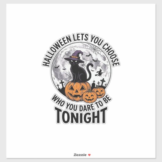 Sticker Citation de chat Halloween Citrouille Sorcière Gra (Feuille)