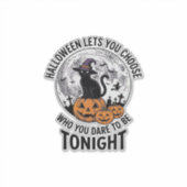 Sticker Citation de chat Halloween Citrouille Sorcière Gra (Devant)