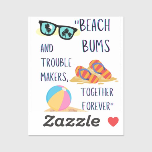 Sticker citation de jour de plage (Feuille)