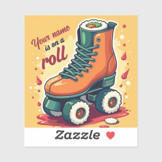 Sticker Citation de patins à roulettes de sushi modifiable (Feuille)