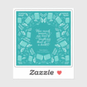 Sticker Citation de réservation turquoise Floral Jane Aust (Feuille)