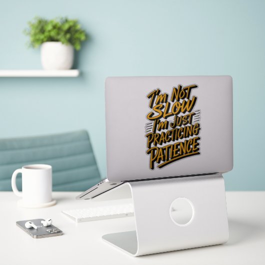 Sticker citation drôle (Ordinateur portable sur le bureau)
