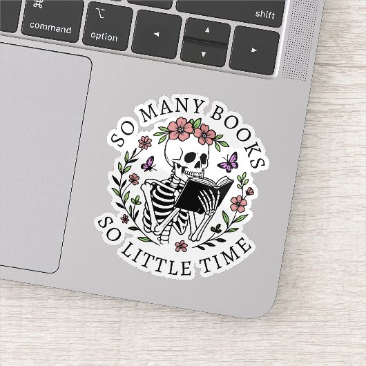 Sticker Citation drôle pour squelette de lecture floral am (Détail)