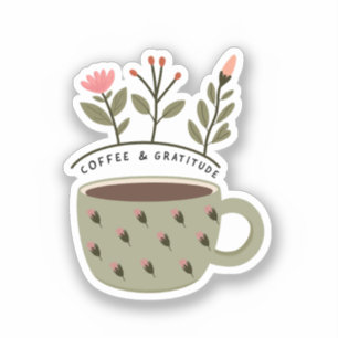 Sticker Citation Florale Coffee Cup