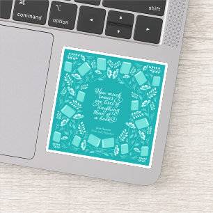 Sticker Citation livresque florale turquoise de Jane