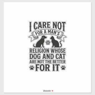 Sticker Citation Religion Chien Chat Vintage Design Amoure