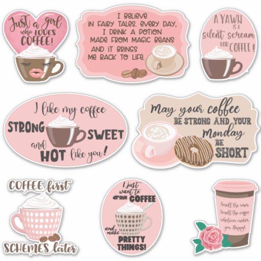 Sticker Citations de café rose et Brown (Devant)