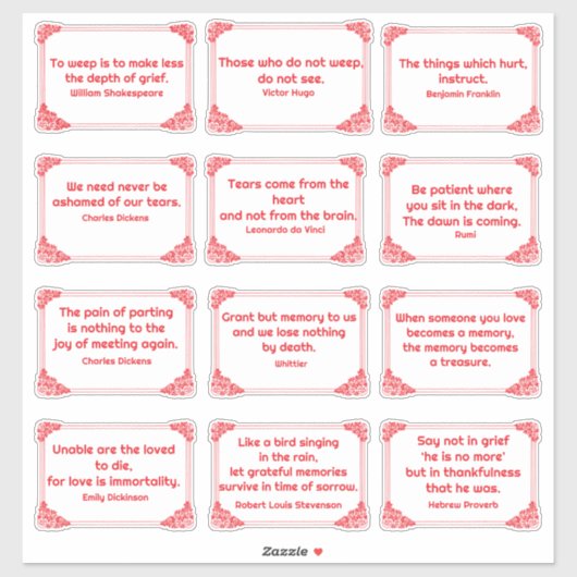 Sticker Citations de douleur dans le coin Rose Cadre rouge (Feuille)